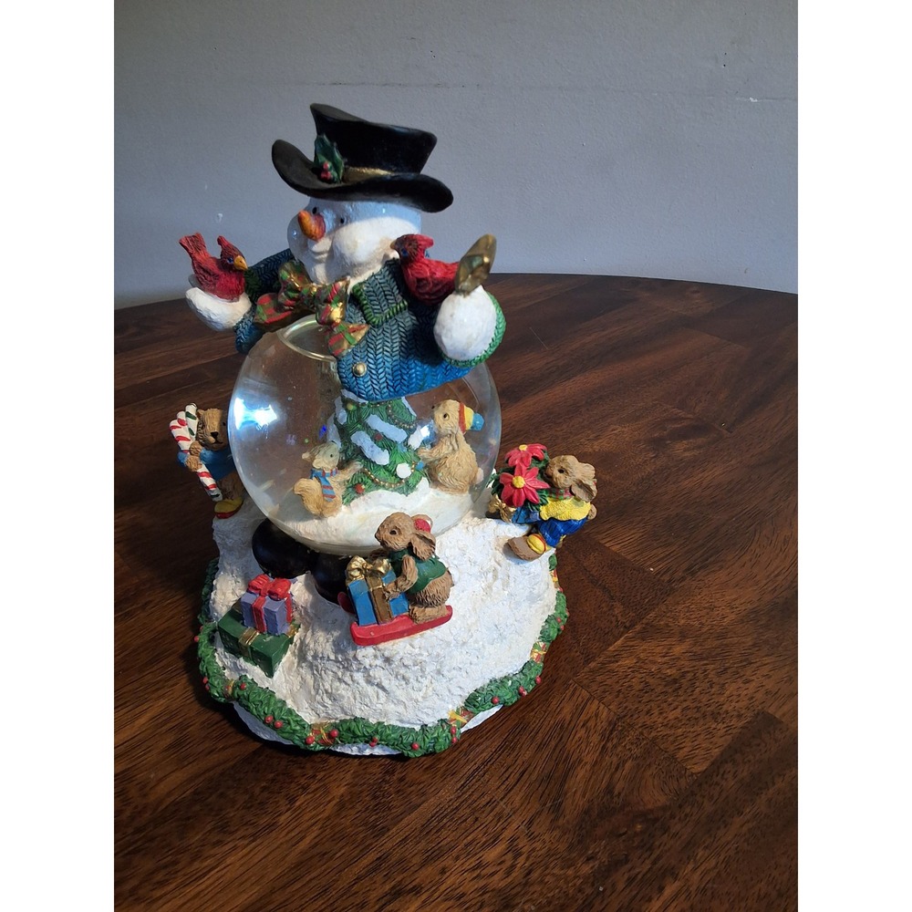 Snowman Christmas Snow Globe Musical Wind Up Animated Holiday Decor GVC WORKS - Picture 10 of 11